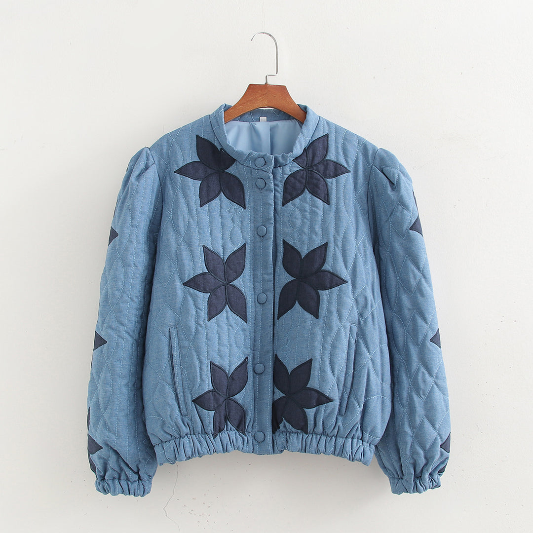 Damen gesteppte Blumenjacke R&B