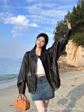 R&B | Lockere Pu-Motorrad Bomberjacke