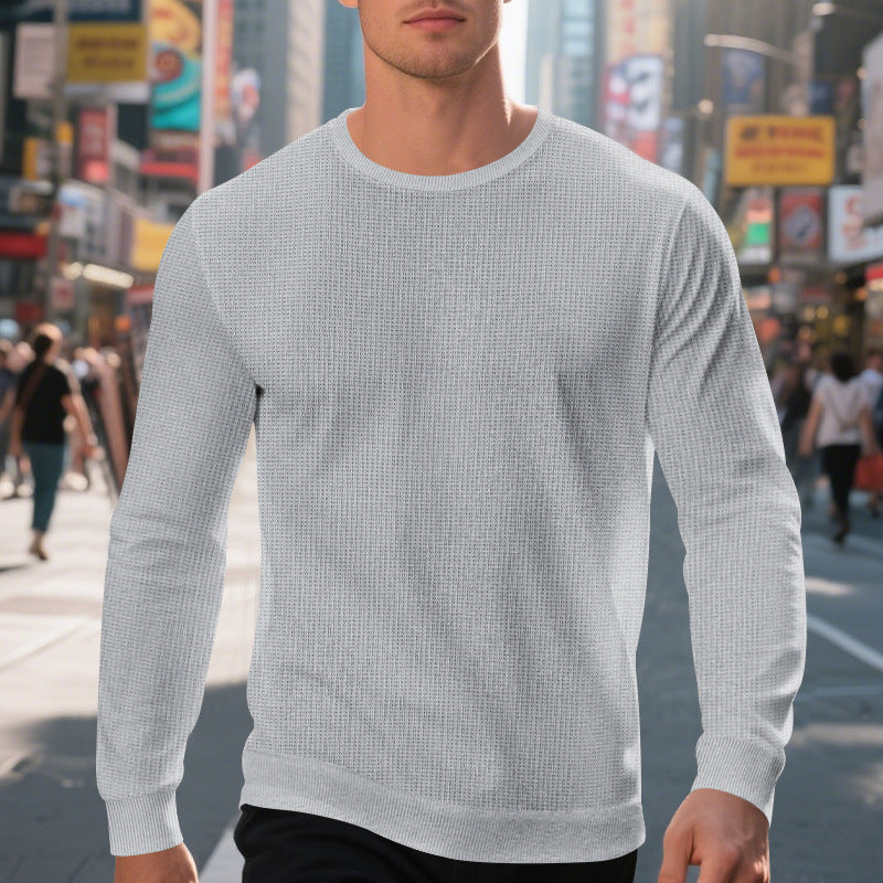 Herren lässiger Rundhalspullover mit strukturiertem Design R&B