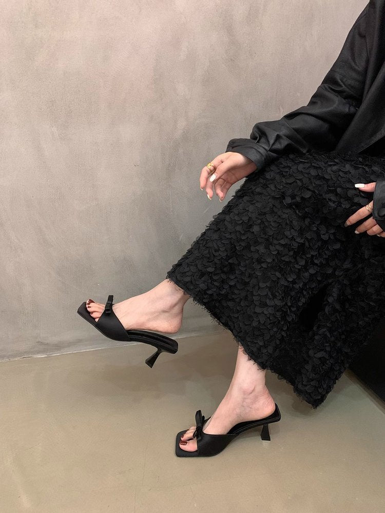 Damen elegante Sling-Pantoletten mit modischem Schleifenakzent R&B