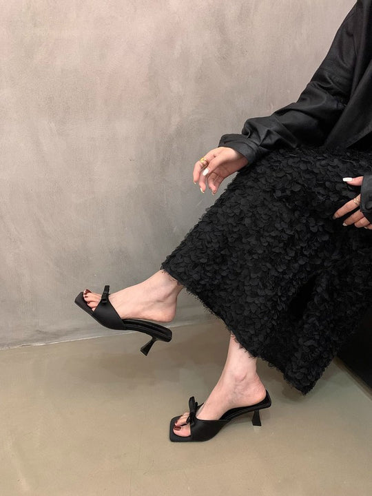 Damen elegante Sling-Pantoletten mit modischem Schleifenakzent R&B