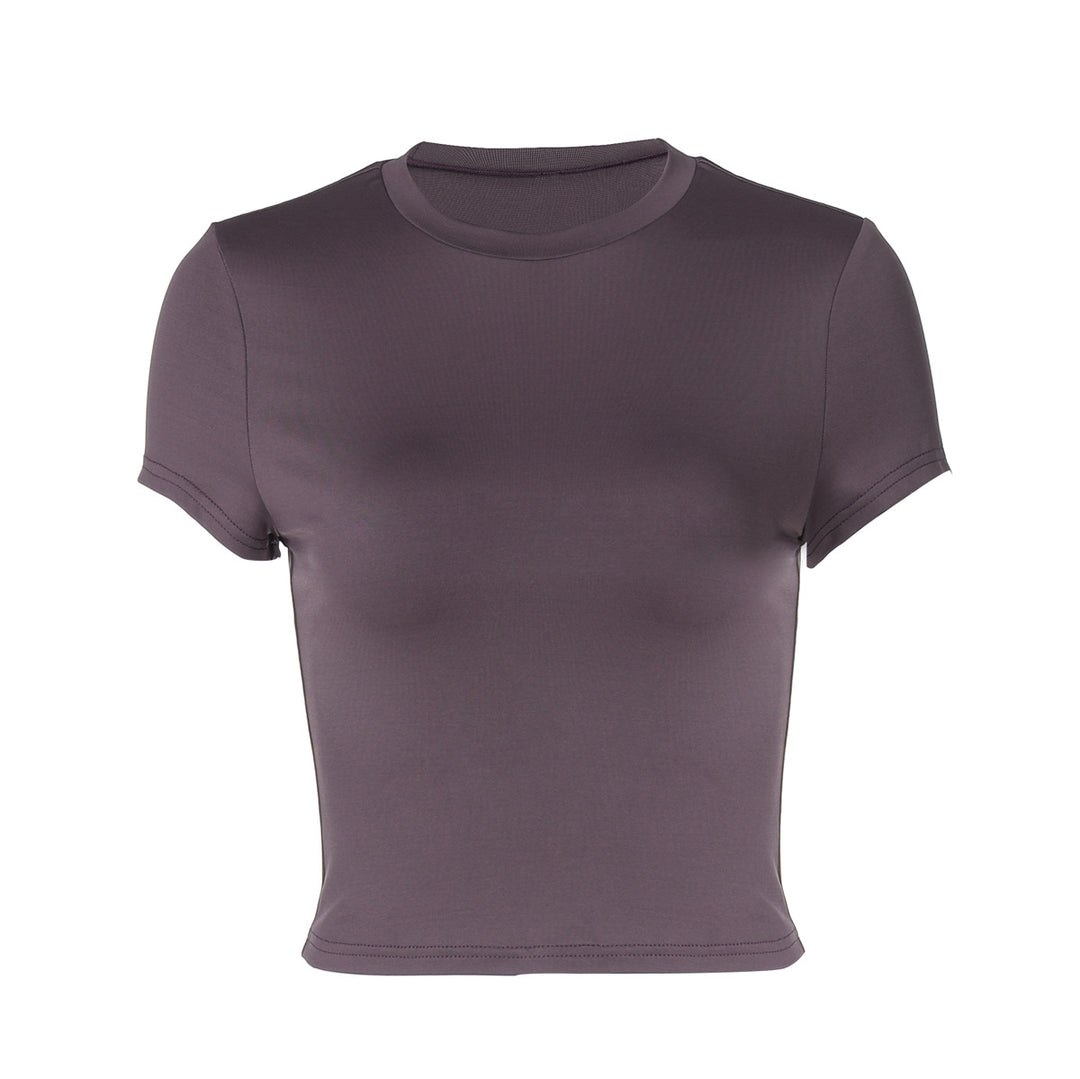 Damen figurbetontes T-Shirt mit kurzem Arm und dekorativem Raffungselement R&B