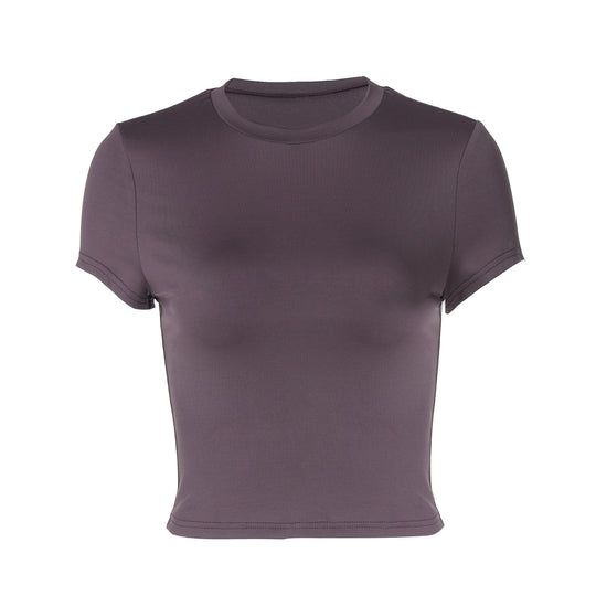 Damen figurbetontes T-Shirt mit kurzem Arm und dekorativem Raffungselement R&B