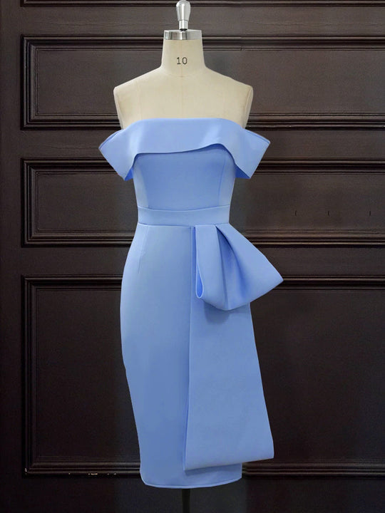 Damen Elegantes Off-Shoulder Kleid mit dekorativem Rüschensaum und asymmetrischem Detail R&B