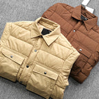 Herren gesteppte Overshirt-Jacke mit praktischen Klappentaschen und robustem Kragen Hedi-Mode