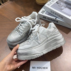 Damen modische Plateau-Sneaker mit rutschfester Sohle und atmungsaktivem Obermaterial R&B