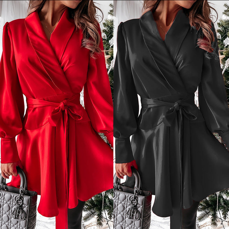 Damen Wickelbluse mit elegantem Kragen und Volantärmeln R&B
