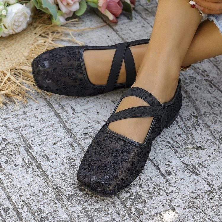 Damen Elegante Ballerinas mit floralem Spitzen-Design R&B