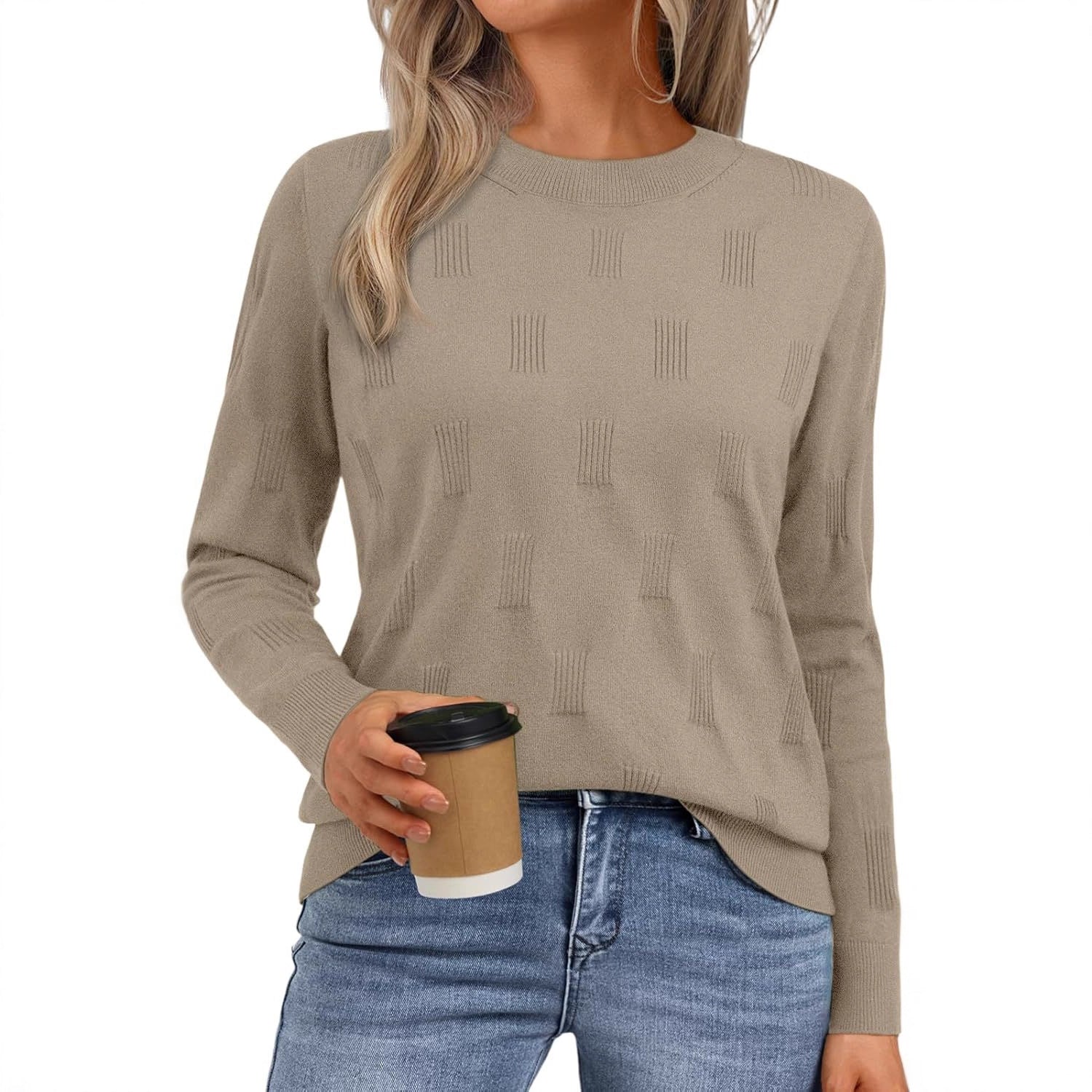 Damen Strickpullover mit strukturiertem Muster und lässigem Schnitt R&B