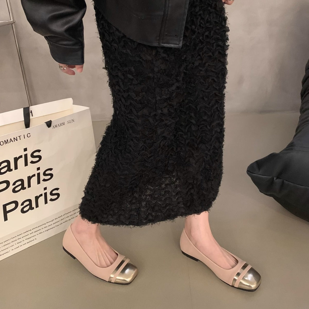 Damen elegante Ballerinas mit metallischem Besatz und komfortablem Fußbett R&B