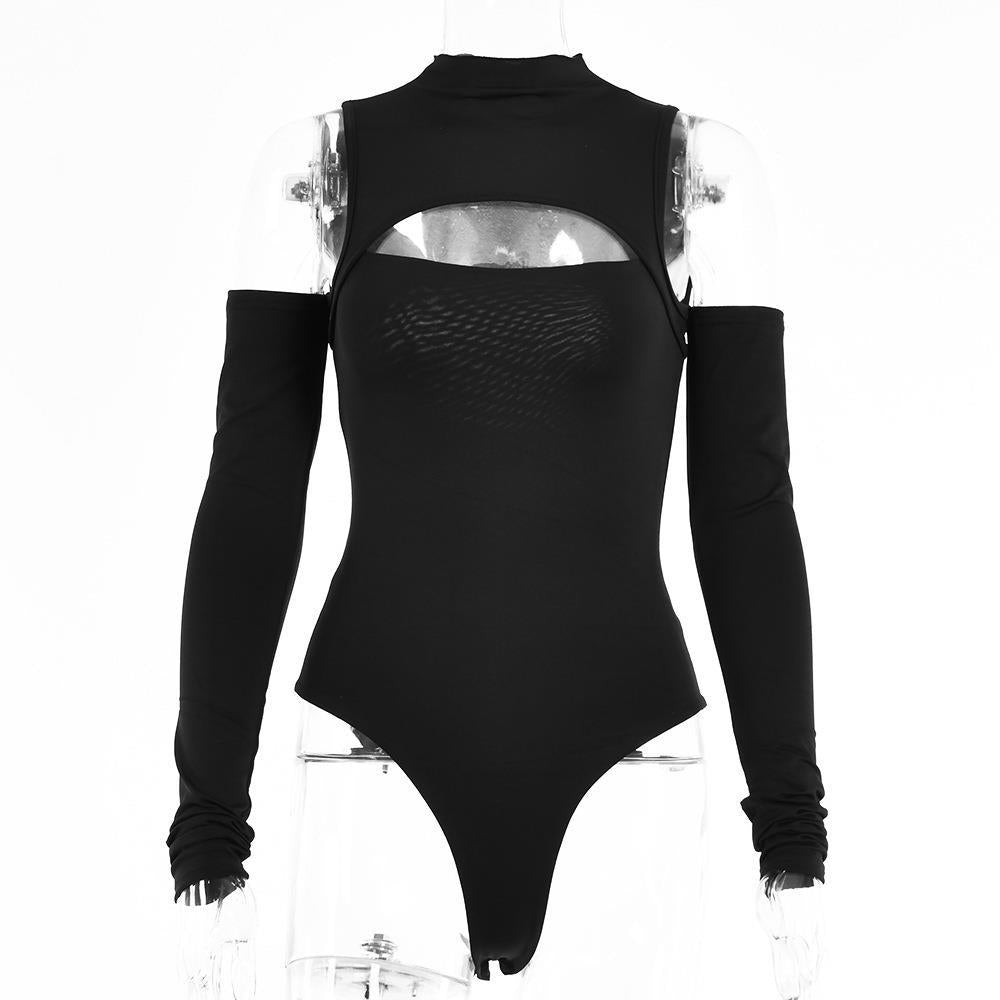 Damen Eleganter Bodysuit mit raffiniertem Ausschnitt und langen Ärmeln R&B