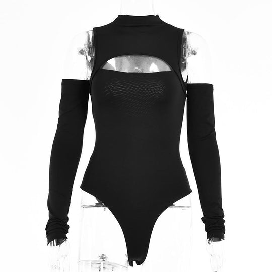 Damen Eleganter Bodysuit mit raffiniertem Ausschnitt und langen Ärmeln R&B
