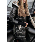 Damen Longline Steppjacke mit abnehmbarem Kapuzenfutter und seitlichen Reißverschlusstaschen R&B