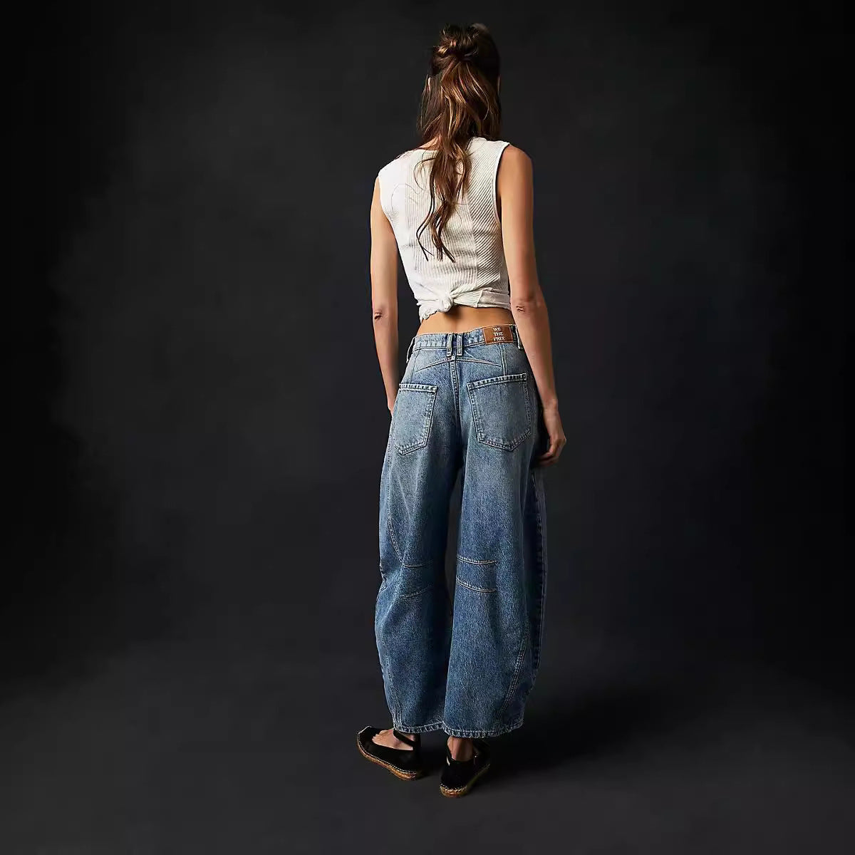 Damen Oversized Jeans im lässigen Schnitt mit modischen Details R&B