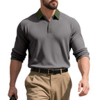 Herren lässiges Langarm-T-Shirt mit strukturiertem Stoff und modischem Kragen R&B
