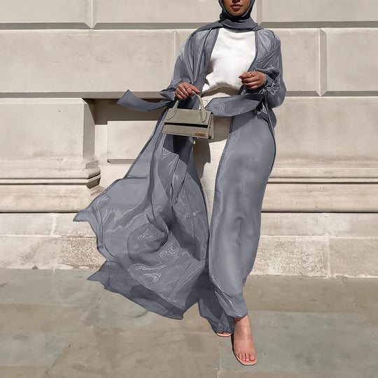 Damen Luftige Kimono-Jacke mit filigranem Design und weiten Ärmeln R&B