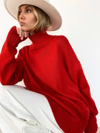 Damen eleganter Rollkragenpullover aus feinem Strick R&B