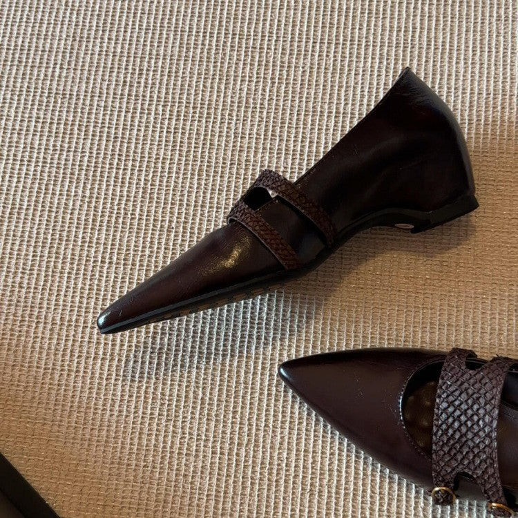 Damen Slingback-Ballerinas mit dekorativer Schnallenakzent und eleganter Lederoberfläche R&B