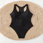 Damen Einteiler Badeanzug mit durchgehendem Reißverschluss und Racerback-Design R&B