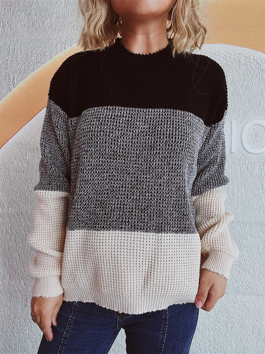 Damen gemütlicher Pullover mit trendy Streifenmuster R&B