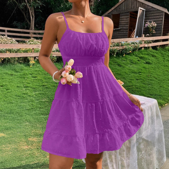 Damen Sommerkleid mit Rüschen und verstellbaren Spaghettiträgern R&B