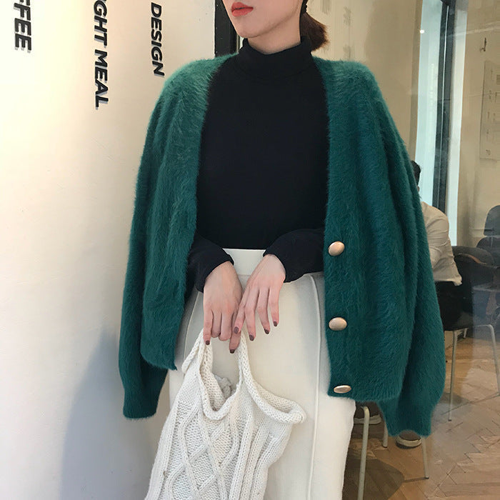Damen Kuschelige Strickjacke mit Knopfdetails und weit geschnittenem Design R&B