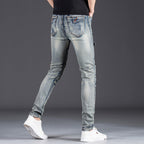 Herren Designer Slim Fit Jeans mit kreativen Reißverschlussdetails R&B