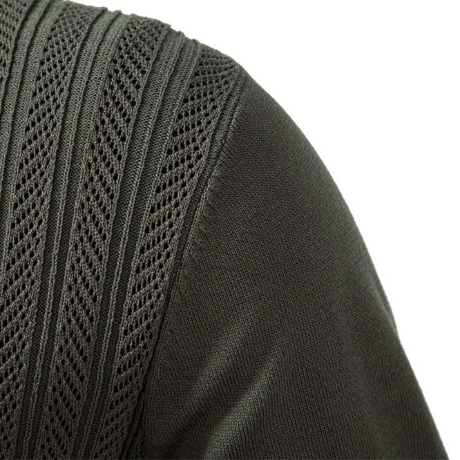 Herren modischer Pullover mit strukturierter Rippoptik und kurzem Reißverschluss