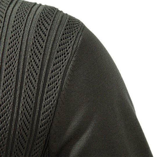 Herren modischer Pullover mit strukturierter Rippoptik und kurzem Reißverschluss R&B