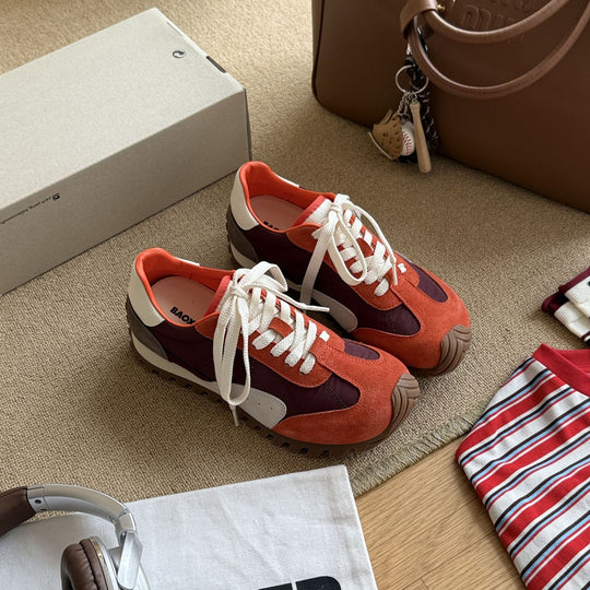 Damen Sportliche Retro-Laufschuhe mit atmungsaktiver Oberflächenstruktur und rutschfester Sohle R&B