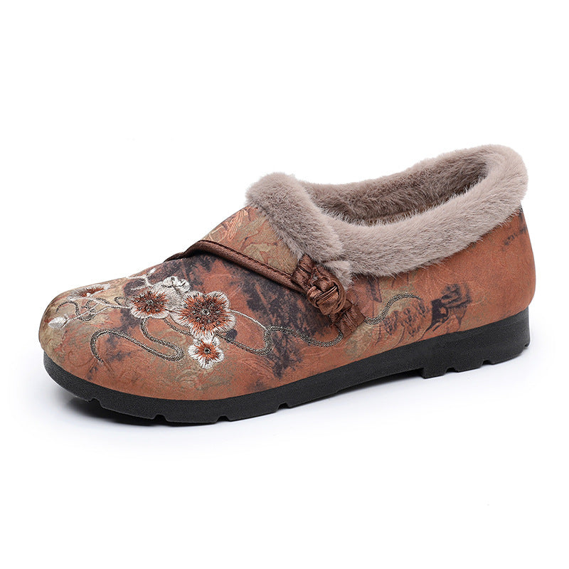 Damen Warme Hausschuhe mit floralem Design und kuscheligem Innenfutter R&B
