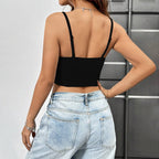 Damen cropped Top mit knotenförmigem Design und schulterfreien Trägern R&B