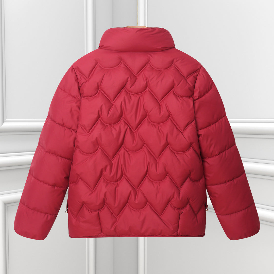 Damen Komfortable gesteppte Jacke mit hohem Kragen und Reißverschlusstaschen R&B