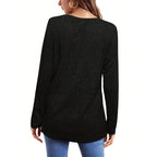Damen Strickpullover mit vertikalem Rippdesign und lässigem Schnitt