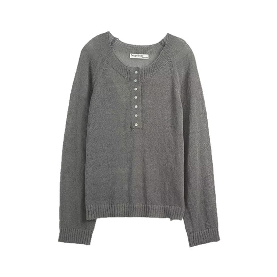 Damen lässiger Pullover mit Knopfdetails R&B