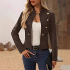 Damen elegante taillierte Blazerjacke mit goldenen Knöpfen R&B