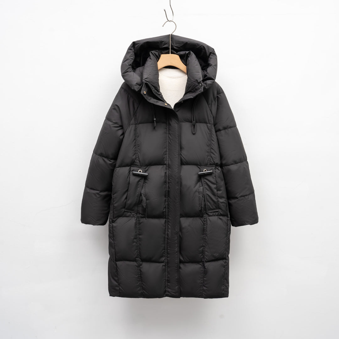 Damen isolierte Winterjacke mit großem Kapuzenkragen und funktionalen Taschen R&B