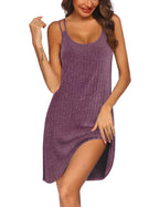 Damen Maxikleid mit schmalen Trägern und seitlichem Schlitz R&B