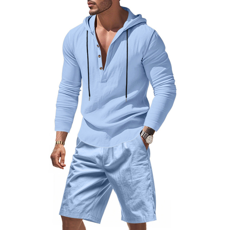 Herren lässiges Set mit Kapuze und Shorts R&B