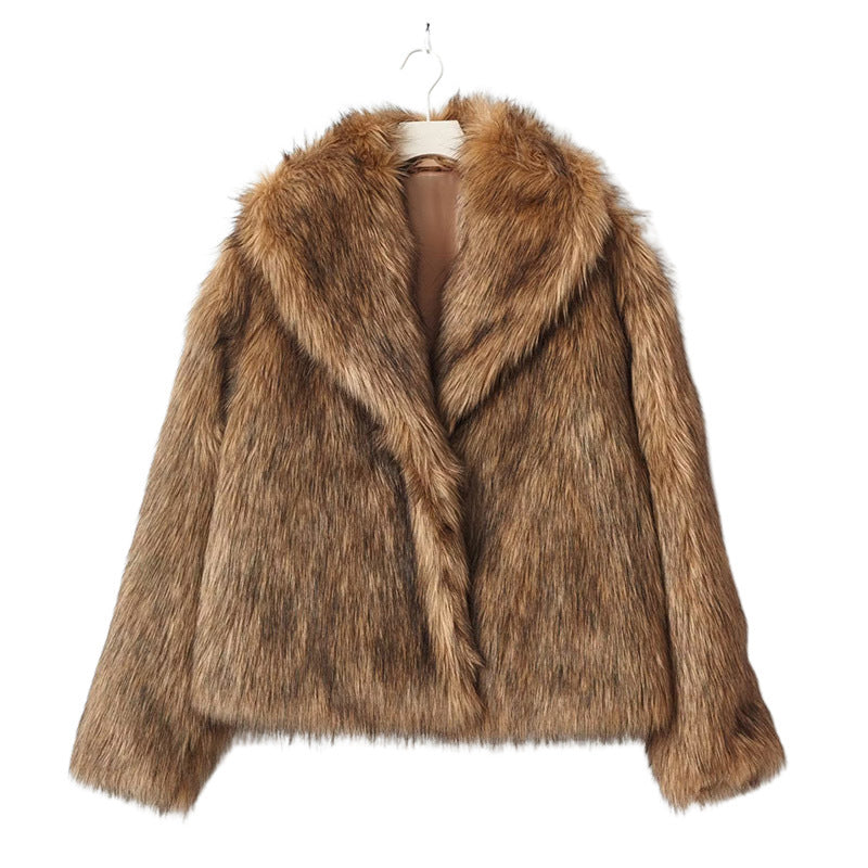 Damen Kunstfelljacke mit elegantem Schnitt und voluminösem Kragen R&B
