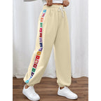 Damen Sportliche Freizeithose mit buntem Streifen R&B