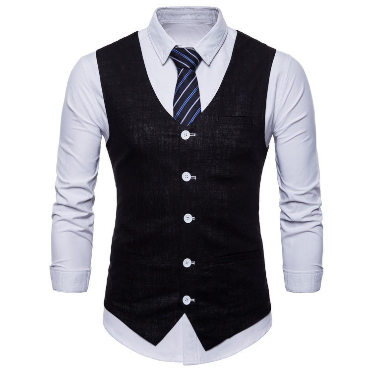 Herren elegante Anzugweste mit praktischen Taschen und detailliertem Design R&B