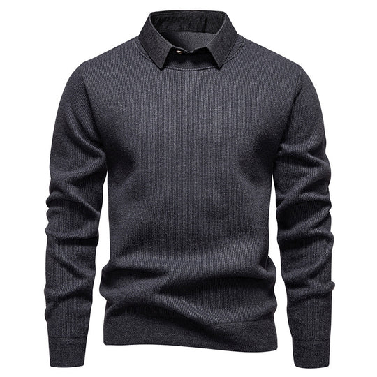 R&B | Herren Strickpullover mit Kontrastkragen