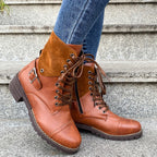 Damen Schnürstiefel mit modischem Wildleder-Detail und robustem Blockabsatz R&B