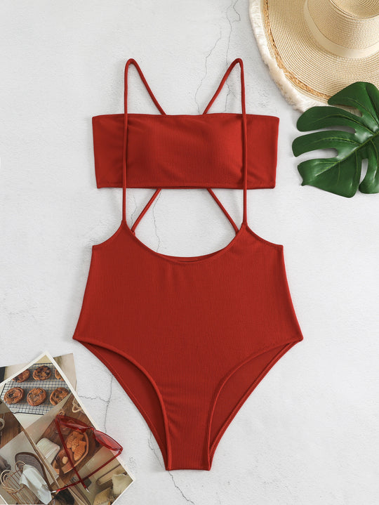 Damen Sportlicher Hochgeschnittener Bikini R&B