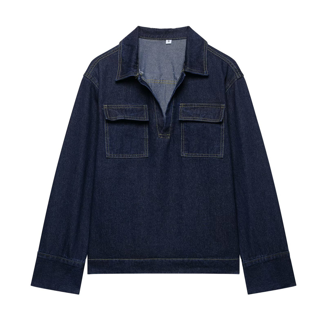 Damen Weite Denim-Hose mit hohem Bund und strukturiertem Schnitt R&B
