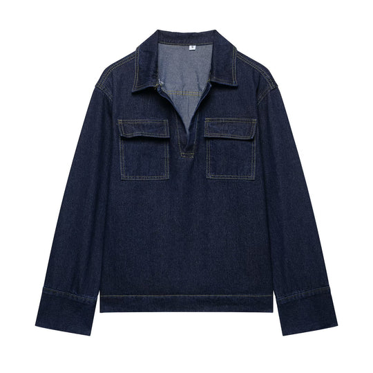 Damen Weite Denim-Hose mit hohem Bund und strukturiertem Schnitt R&B