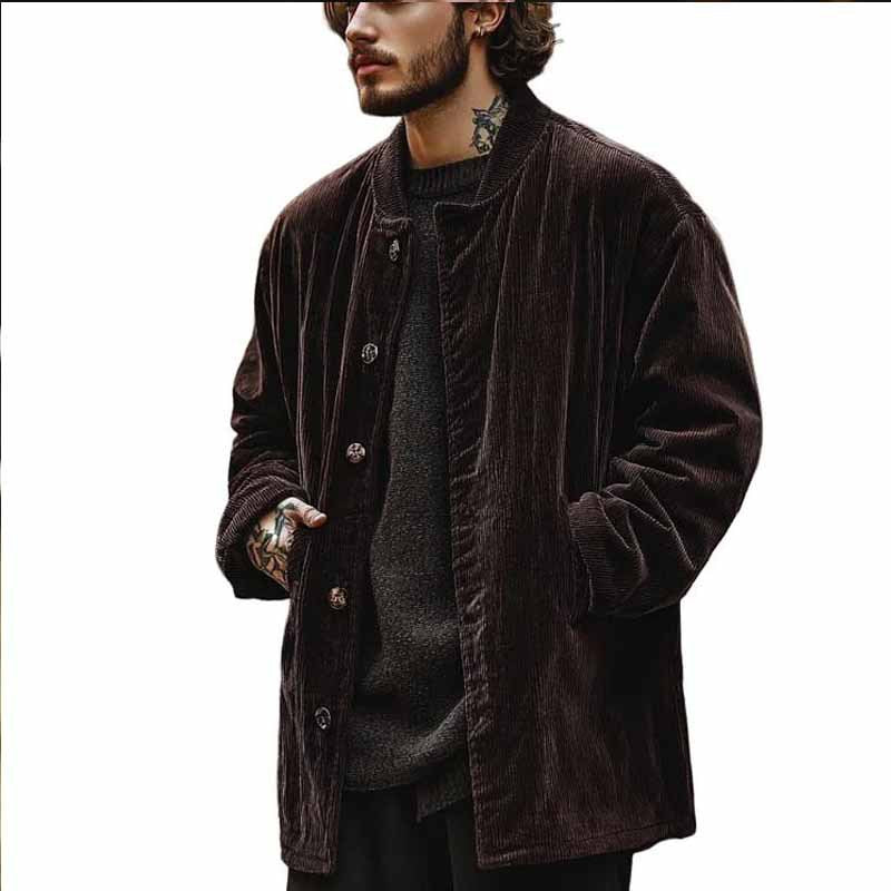 Herren Samtjacke mit Knopfverschluss und praktischen Taschen R&B