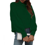 Damen Oversized Strickpullover mit hohem Kragen und Rippstruktur R&B