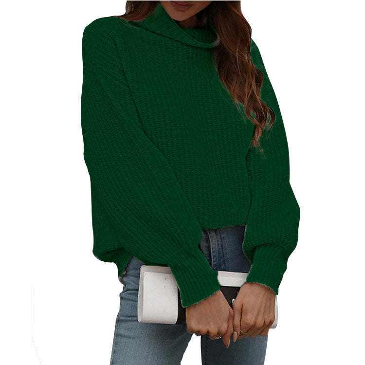 Damen Oversized Strickpullover mit hohem Kragen und Rippstruktur R&B
